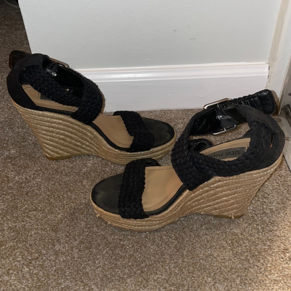 Steve Madden Black Wedges